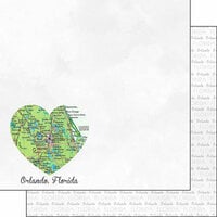 Scrapbook Customs - Magical Collection - 12 x 12 Double Sided Paper - Orlando Heart Map