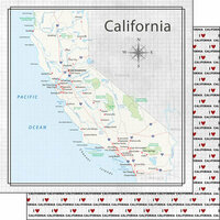 Scrapbook Customs - Adventure Collection - 12 x 12 Double Sided Paper - California Map