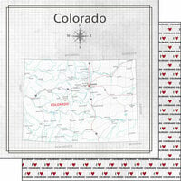 Scrapbook Customs - Adventure Collection - 12 x 12 Double Sided Paper - Colorado Adventure Map