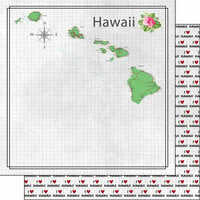 Scrapbook Customs - Adventure Collection - 12 x 12 Double Sided Paper - Hawaii Adventure Map