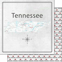Scrapbook Customs - Adventure Collection - 12 x 12 Double Sided Paper - Tennessee Adventure Map