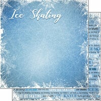 Scrapbook Customs - Winter Adventure Collection - 12 x 12 Double Sided Paper - Ice Skating