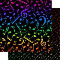Scrapbook Customs - Music Notes Collection - 12 x 12 Double Sided Paper - Music Notes Neon