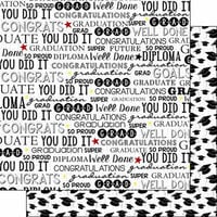 Scrapbook Customs - Graduation Collection - 12 x 12 Double Sided Paper - Black and White Graduation Words