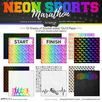 Scrapbook Customs - Neon Sports Collection - 12 x 12 Paper Pack - Marathon