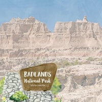 Scrapbook Customs - United States National Parks Collection - 12 x 12 Double Sided Paper - Badlands Watercolor