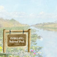 Scrapbook Customs - United States National Parks Collection - 12 x 12 Double Sided Paper - Everglades Watercolor