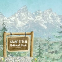 Scrapbook Customs - United States National Parks Collection - 12 x 12 Double Sided Paper - Grand Teton Watercolor