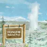 Scrapbook Customs - United States National Parks Collection - 12 x 12 Double Sided Paper - Yellowstone Watercolor