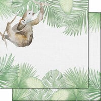 Scrapbook Customs - Safari Watercolor Collection - 12 x 12 Double Sided Paper - Sloth Safari