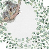 Scrapbook Customs - Safari Watercolor Collection - 12 x 12 Double Sided Paper - Koala Safari