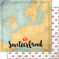 Scrapbook Customs - Sights Collection - 12 x 12 Double Sided Paper - Switzerland Map