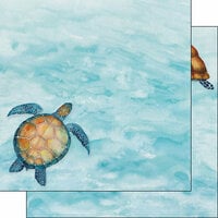 Scrapbook Customs - Safari Watercolor Collection - 12 x 12 Double Sided Paper - Sea Turtle