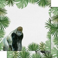Scrapbook Customs - Safari Watercolor Collection - 12 x 12 Double Sided Paper - Gorilla