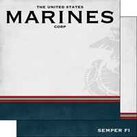 Scrapbook Customs - Military Collection - 12 x 12 Double Sided Paper - Marines Border Stripe