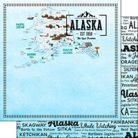 Scrapbook Customs - Postage Map Collection - 12 x 12 Double Sided Paper - Alaska