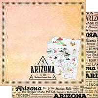 Scrapbook Customs - Postage Map Collection - 12 x 12 Double Sided Paper - Arizona