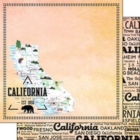 Scrapbook Customs - Postage Map Collection - 12 x 12 Double Sided Paper - California