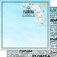 Scrapbook Customs - Postage Map Collection - 12 x 12 Double Sided Paper - Florida