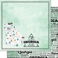 Scrapbook Customs - Postage Map Collection - 12 x 12 Double Sided Paper - Georgia
