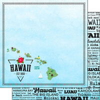 Scrapbook Customs - Postage Map Collection - 12 x 12 Double Sided Paper - Hawaii