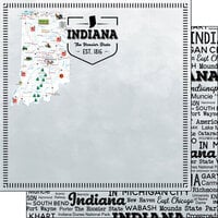 Scrapbook Customs - Postage Map Collection - 12 x 12 Double Sided Paper - Indiana