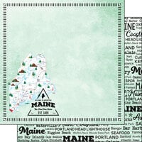 Scrapbook Customs - Postage Map Collection - 12 x 12 Double Sided Paper - Maine
