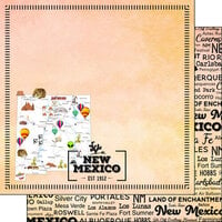 Scrapbook Customs - Postage Map Collection - 12 x 12 Double Sided Paper - New Mexico