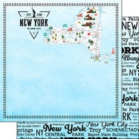 Scrapbook Customs - Postage Map Collection - 12 x 12 Double Sided Paper - New York