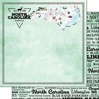 Scrapbook Customs - Postage Map Collection - 12 x 12 Double Sided Paper - North Carolina