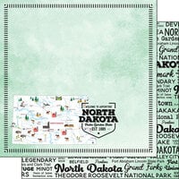 Scrapbook Customs - Postage Map Collection - 12 x 12 Double Sided Paper - North Dakota