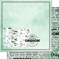 Scrapbook Customs - Postage Map Collection - 12 x 12 Double Sided Paper - Oregon