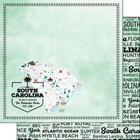 Scrapbook Customs - Postage Map Collection - 12 x 12 Double Sided Paper - South Carolina