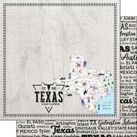Scrapbook Customs - Postage Map Collection - 12 x 12 Double Sided Paper - Texas