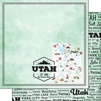 Scrapbook Customs - Postage Map Collection - 12 x 12 Double Sided Paper - Utah