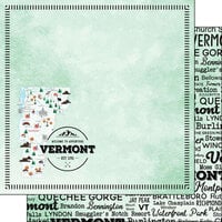 Scrapbook Customs - Postage Map Collection - 12 x 12 Double Sided Paper - Vermont