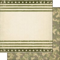 Scrapbook Customs - Military Collection - 12 x 12 Double Sided Paper - Green Border and Camo