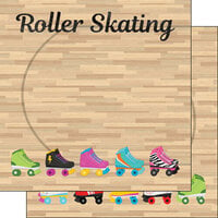 Scrapbook Customs - Watercolor Sports Collection - 12 x 12 Double Sided Paper - Roller Skating Floor
