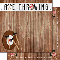 Scrapbook Customs - Watercolor Sports Collection - 12 x 12 Double Sided Paper - Axe Throwing