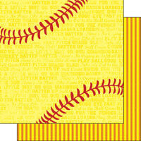 Scrapbook Customs - Sports Addict Collection - 12 x 12 Double Sided Paper - Softball Addict 02