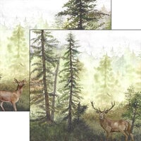 Scrapbook Customs - Watercolor Animals Collection - 12 x 12 Double Sided Paper - Deer