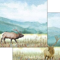 Scrapbook Customs - Watercolor Animals Collection - 12 x 12 Double Sided Paper - Elk