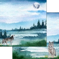 Scrapbook Customs - Watercolor Animals Collection - 12 x 12 Double Sided Paper - Wolf
