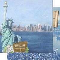 Scrapbook Customs - America the Beautiful Collection - 12 x 12 Double Sided Paper - Statue of Liberty New York and New Jersey