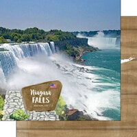 Scrapbook Customs - America the Beautiful Collection - 12 x 12 Double Sided Paper - Niagara Falls US and Canada