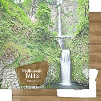 Scrapbook Customs - America the Beautiful Collection - 12 x 12 Double Sided Paper - Multnomah Falls Point of Interest