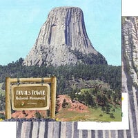 Scrapbook Customs - America the Beautiful Collection - 12 x 12 Double Sided Paper - Devils Tower National Monument