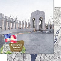 Scrapbook Customs - America the Beautiful Collection - 12 x 12 Double Sided Paper - World War II Memorial