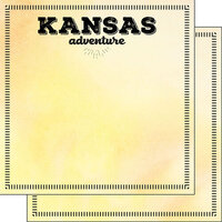 Scrapbook Customs - Postage Adventure Collection - 12 x 12 Double Sided Paper - Kansas