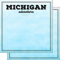 Scrapbook Customs - Postage Adventure Collection - 12 x 12 Double Sided Paper - Michigan